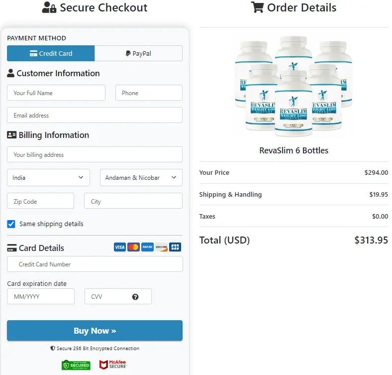 Revaslim Order Form